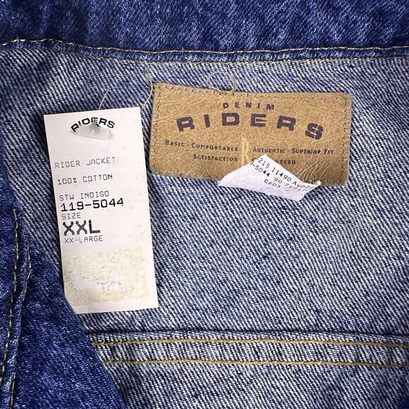 VTG Deadstock Men's Denim Riders Jean Jacket Stone Wash Size XXL Made in USA - Picture 7 of 16